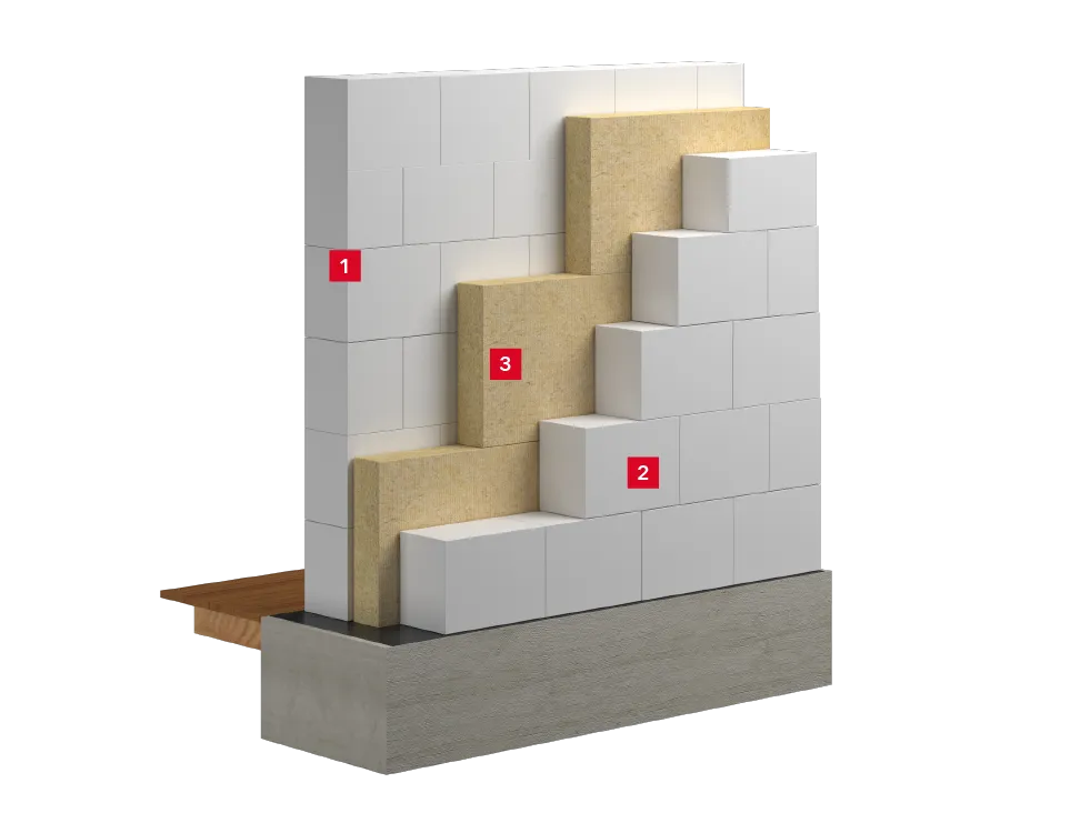 Акустическая кладка внутренних стен из штучных материалов с акустической прослойкой из каменной ваты РОКВУЛ_1