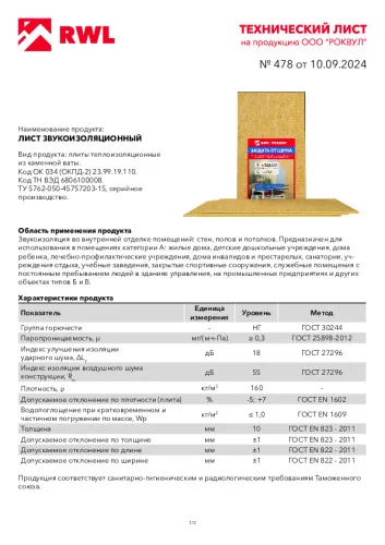 Бескаркасная система облицовки стен с Листом звукоизоляционным РОКВУЛ и двумя слоями гипсовых плит_4