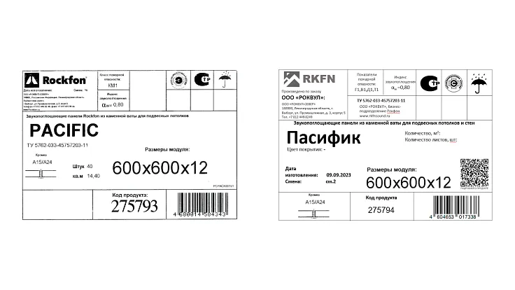 Пример обновления продуктовой этикетки для акустических решений бизнес-подразделения Рокфон