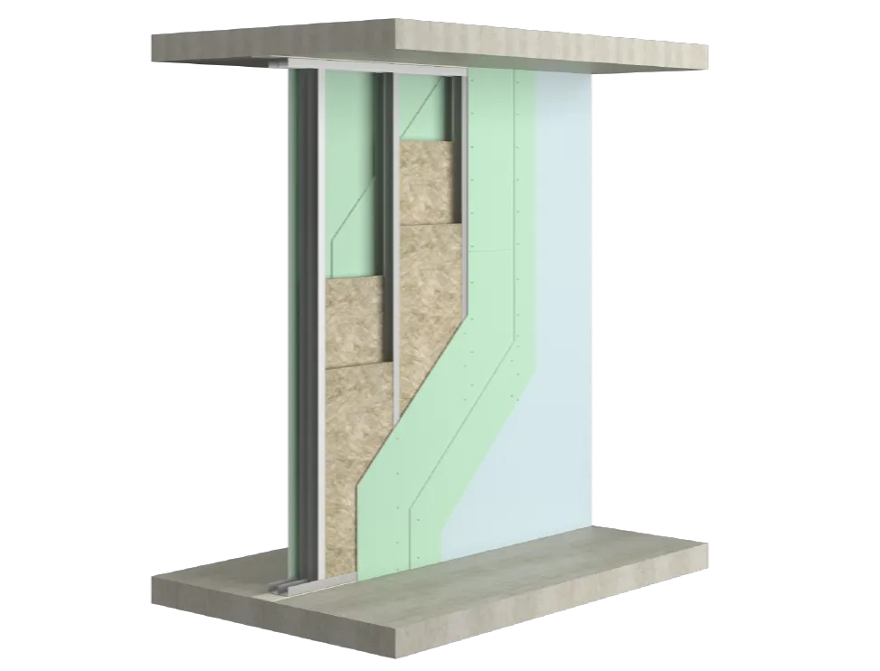 Перегородка на двойном металлическом каркасе