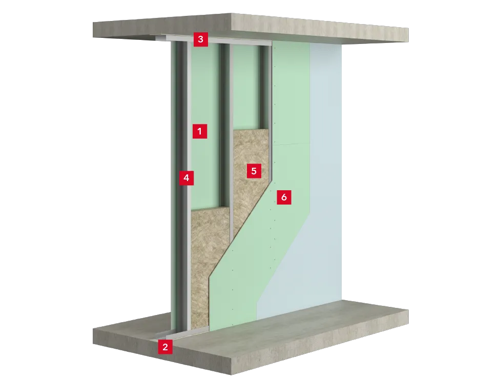 Перегородка на одинарном металлическом каркасе_1