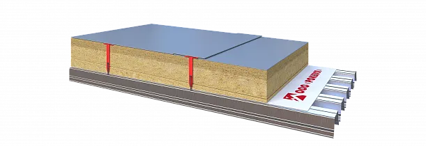 Плоская кровля по основанию из профлиста с контруклоном из каменной ваты и ПВХ-мембраной