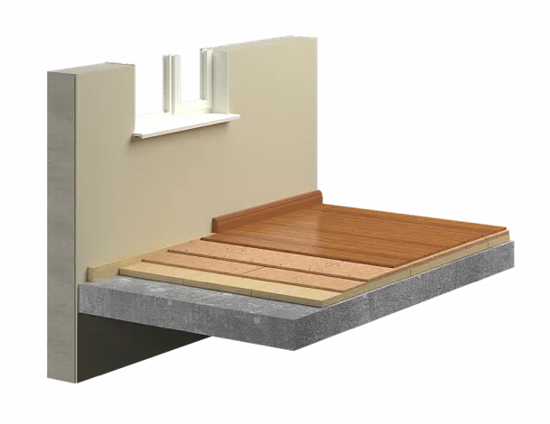 Стяжка пола, выполненная по звукоизоляционному слою из плит Роквул