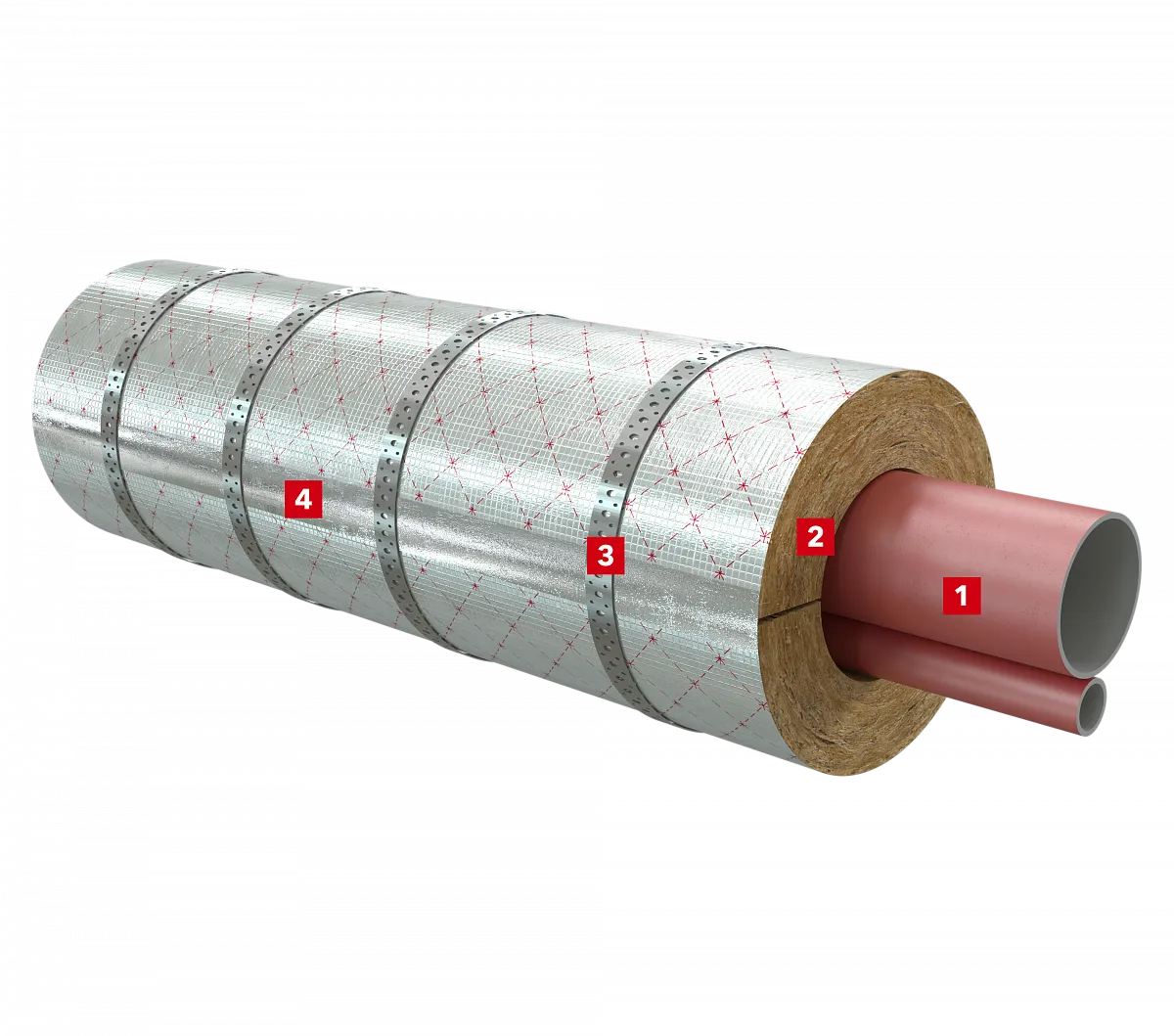 Трубопровод со спутником, утепленный цилиндрами_1