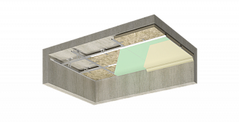 Подвесной потолок по металлическому каркасу с заполнением из звукопоглощающих плит РОКВУЛ