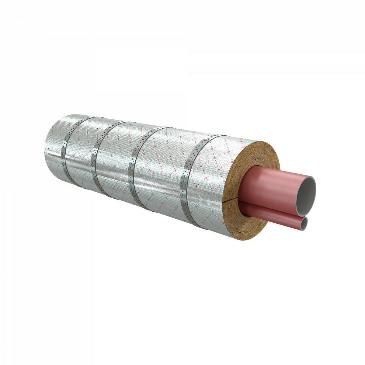 Трубопровод со спутником, утепленный цилиндрами