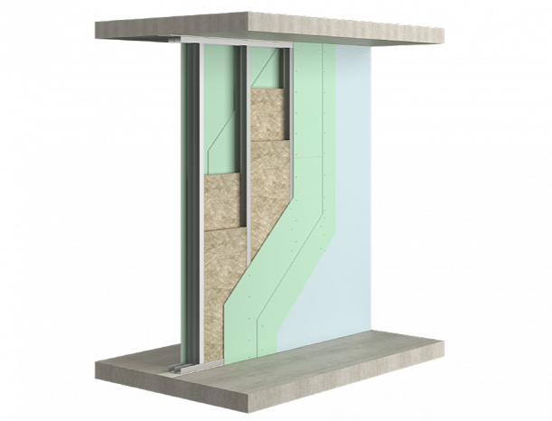 Перегородка на двойном металлическом каркасе