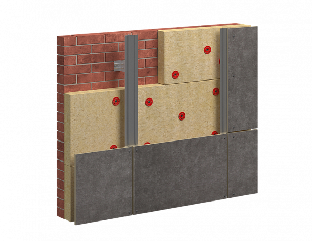 Навесной вентилируемый фасад с утеплением из каменной ваты